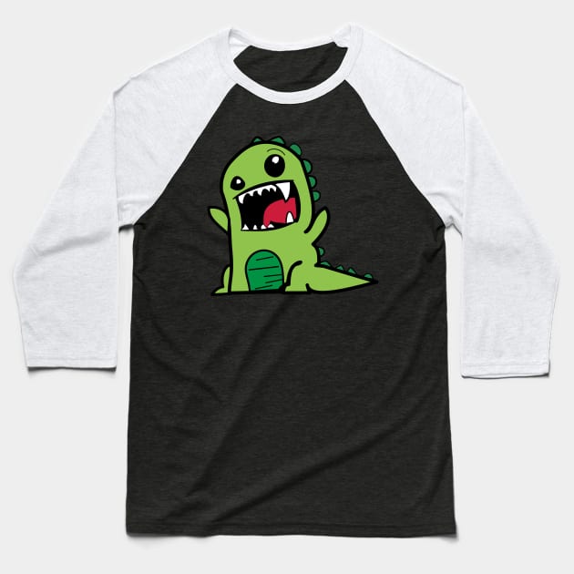 Cute Dinosaur Baseball T-Shirt by zkeenum